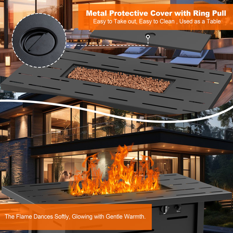 Brayden Studio® Deriso 24.4'' H x 42.9'' W Propane Outdoor Fire